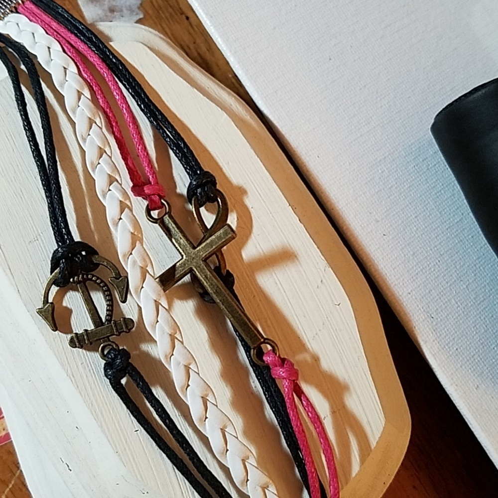 Multi Layer Vegan Leather Bracelet 7"